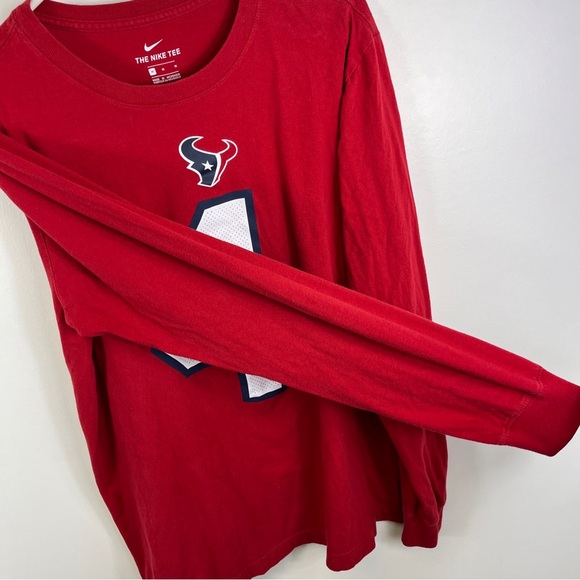 Nike Houston Texans Deshaun Watson Tee TShirt Long Sleeve Red Mens Medium M - Picture 2 of 9
